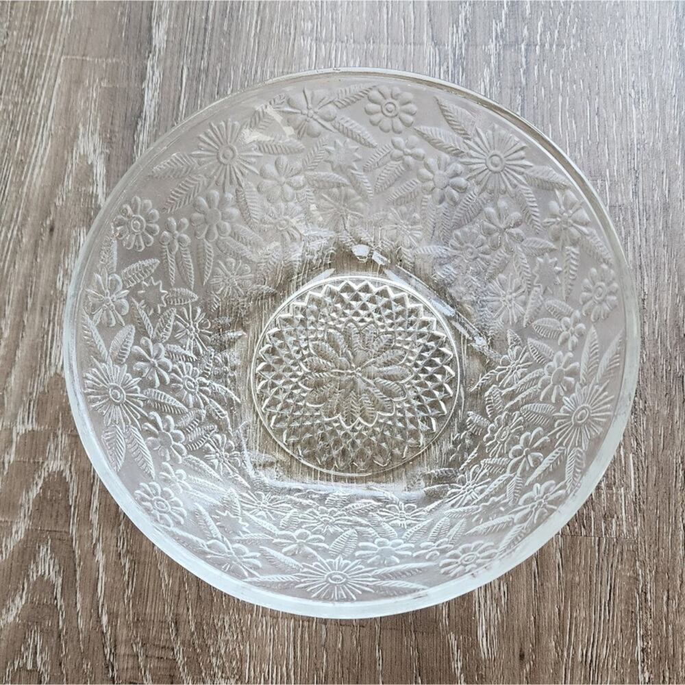 Pineapple‎ & Floral Indiana Glass Bowl #618, Clear Depression Glass